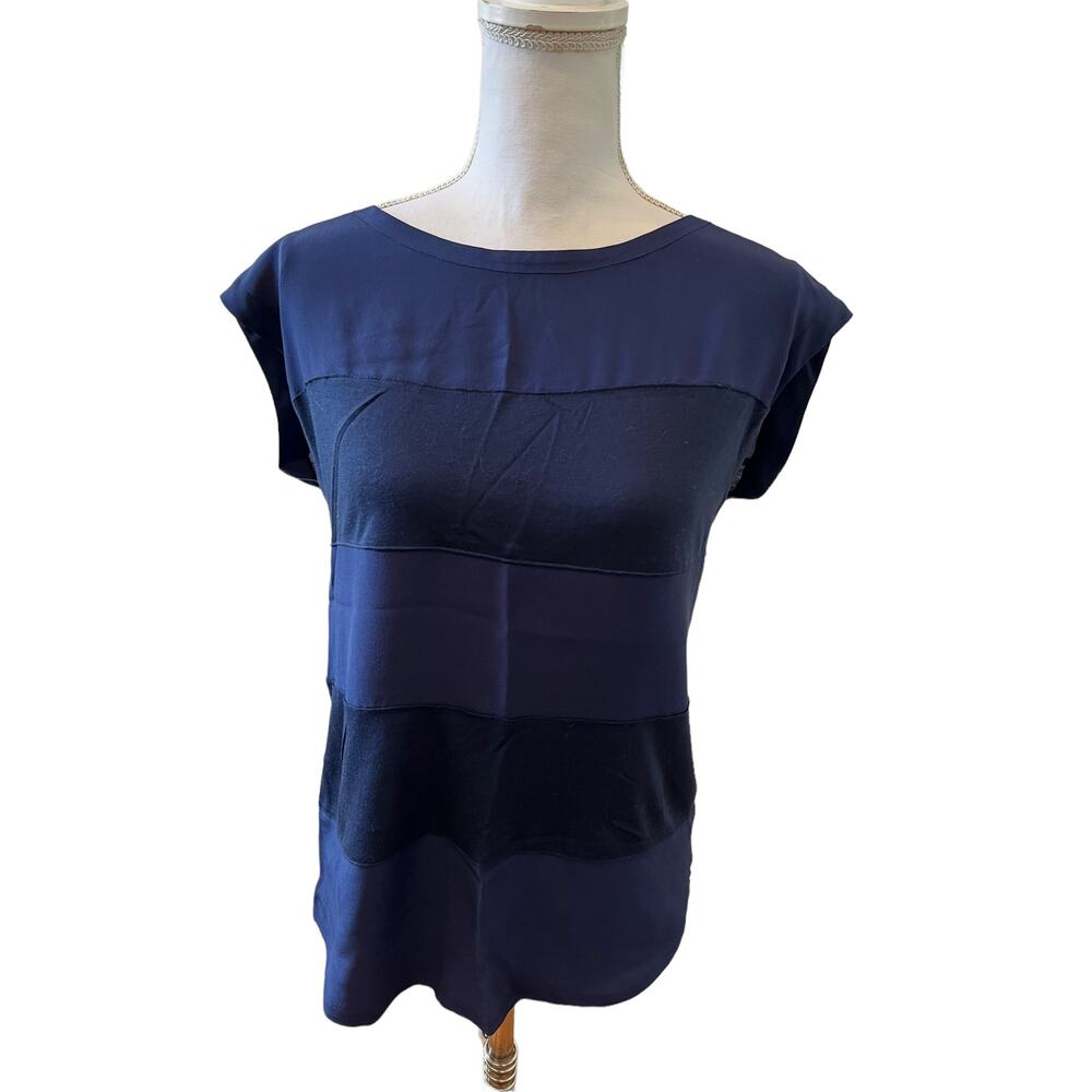 Rebecca Taylor Silk sleeveless Mixed Media top Blue XS
